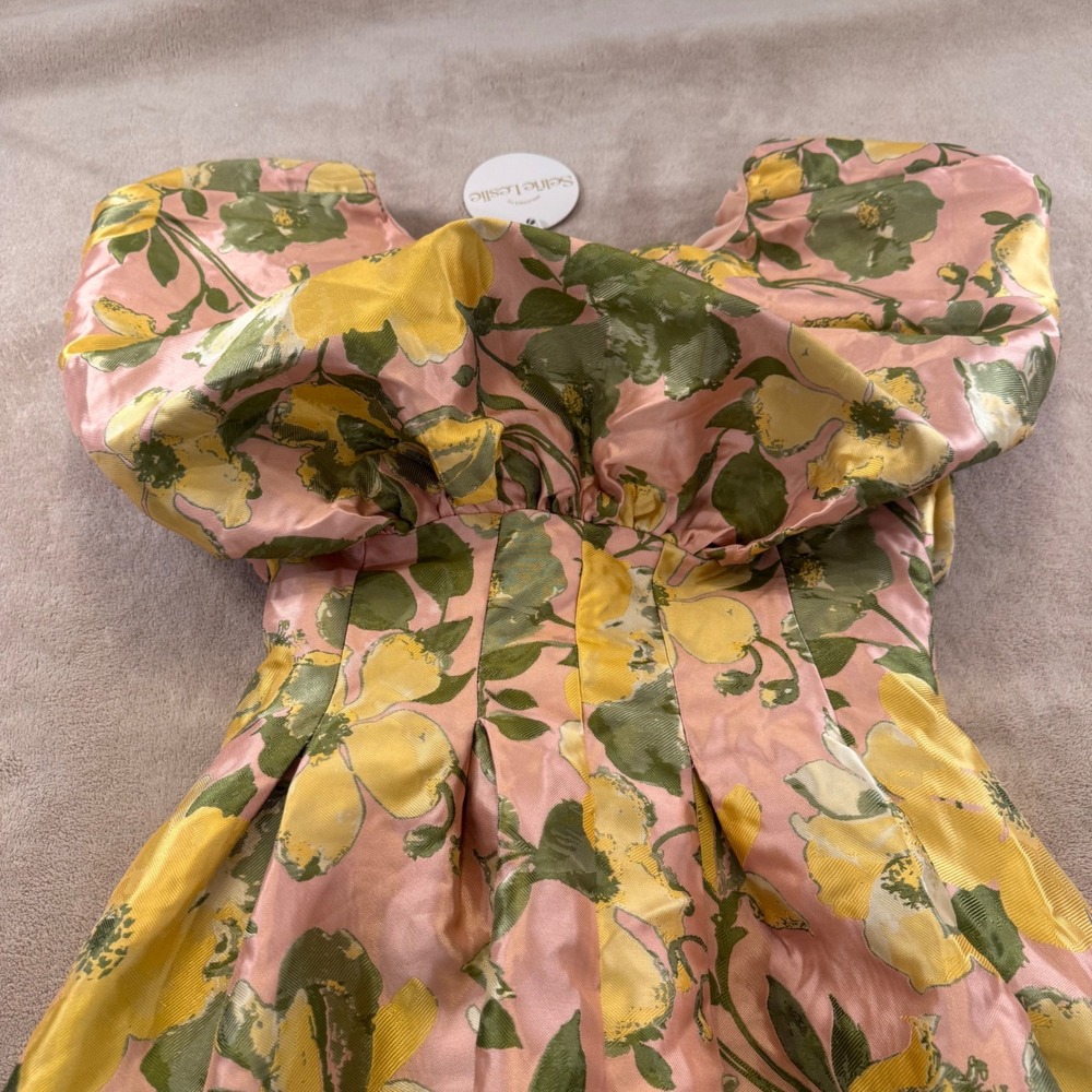 Selfie Leslie Pink & Green Floral Ruffle Mini Dress - Picture 15 of 16